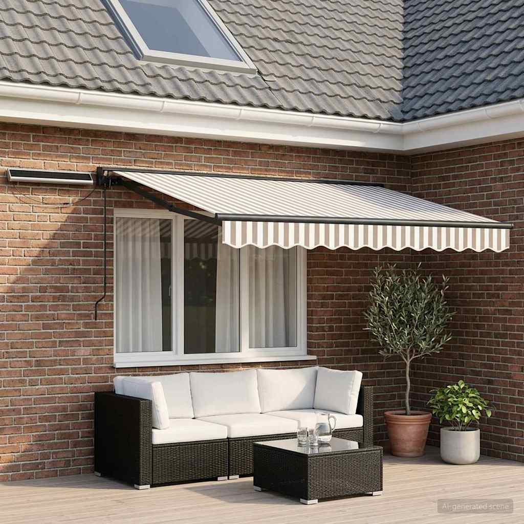 Elektrisk Utrekkbar Markise Lys Grå og Hvit 2,5 x 2 m