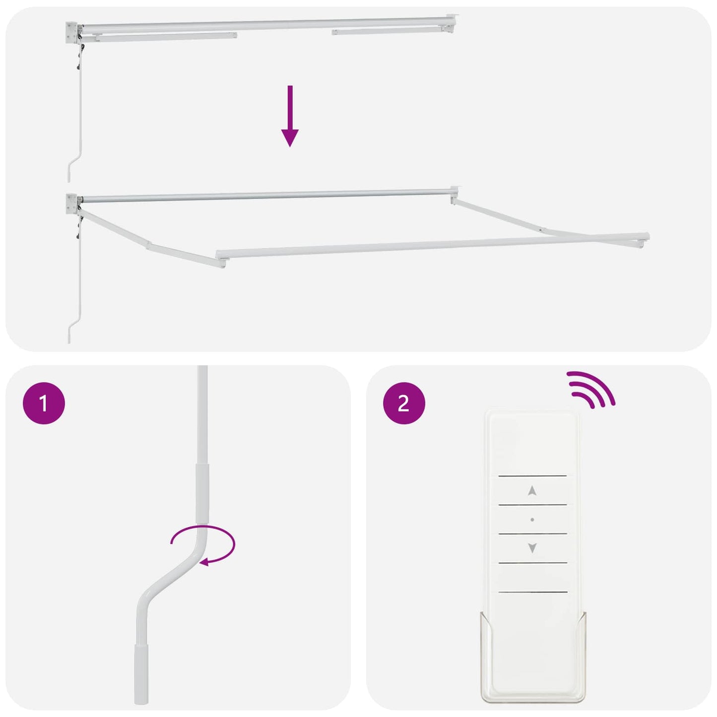 Elektrisk Utrekkbar Markise Lys Grå og Hvit