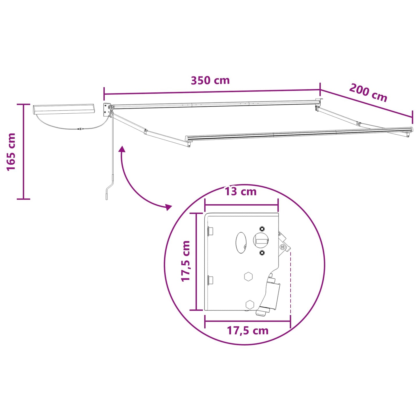 Elektrisk Utrekkbar Markise sand 100% polyester og aluminium