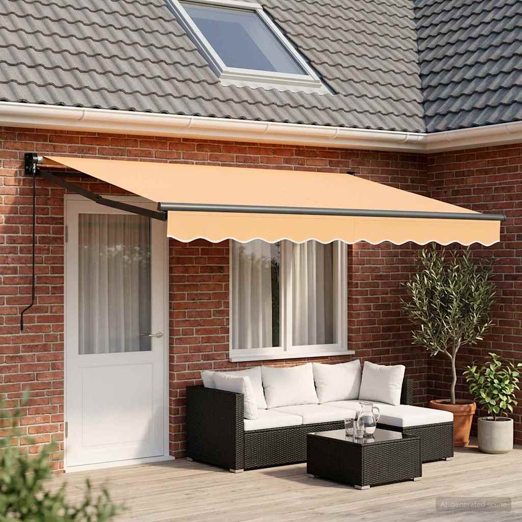 Uttrekkbar markise sand 4 × 3 m 100% polyester og aluminium