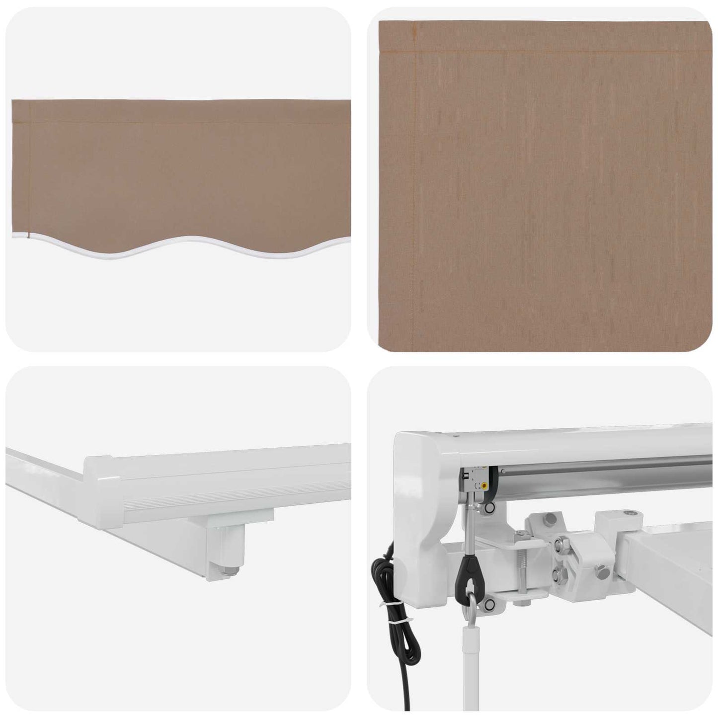 Uttrekkbar markise Gråbrun 4 x 2 m Polyester og aluminium