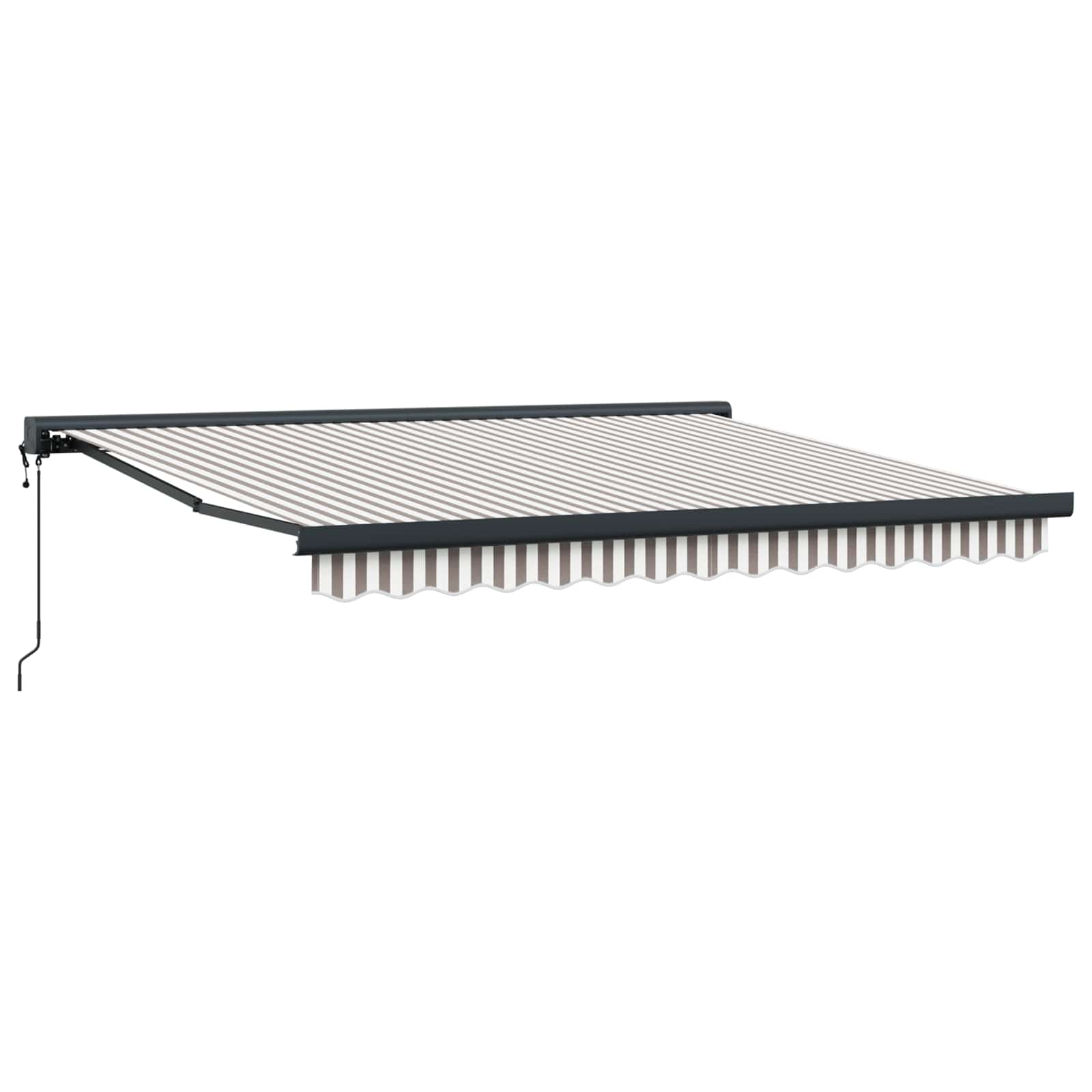 Uttrekkbar markise Lys Grå og Hvit 300 x 250 cm Stoff og Metall – FLOTTHJEM AS