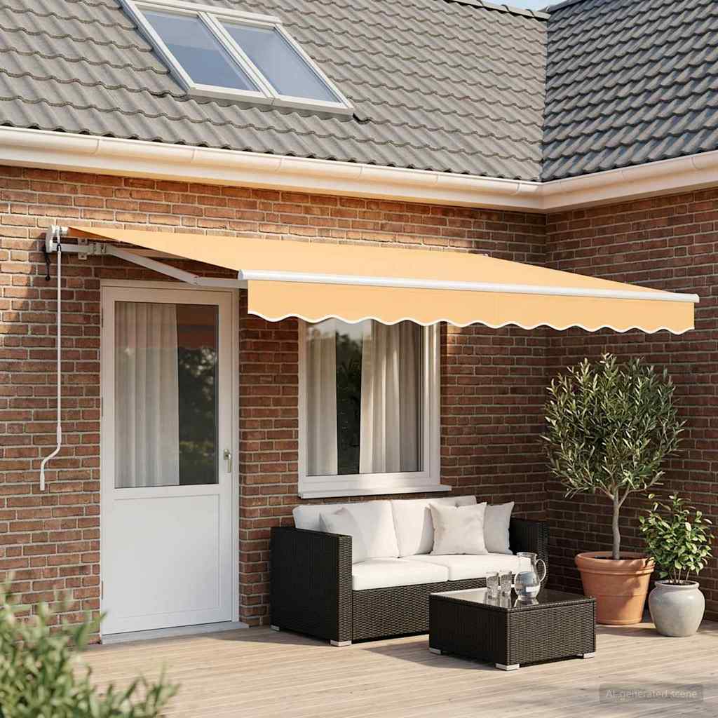Uttrekkbar markise sand 500 × 350 cm Polyester