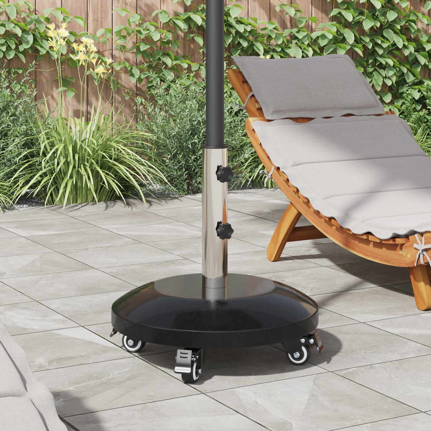 Granitt Parasolbase med hjul for 40-50 mm stolpe 29 kg Svart