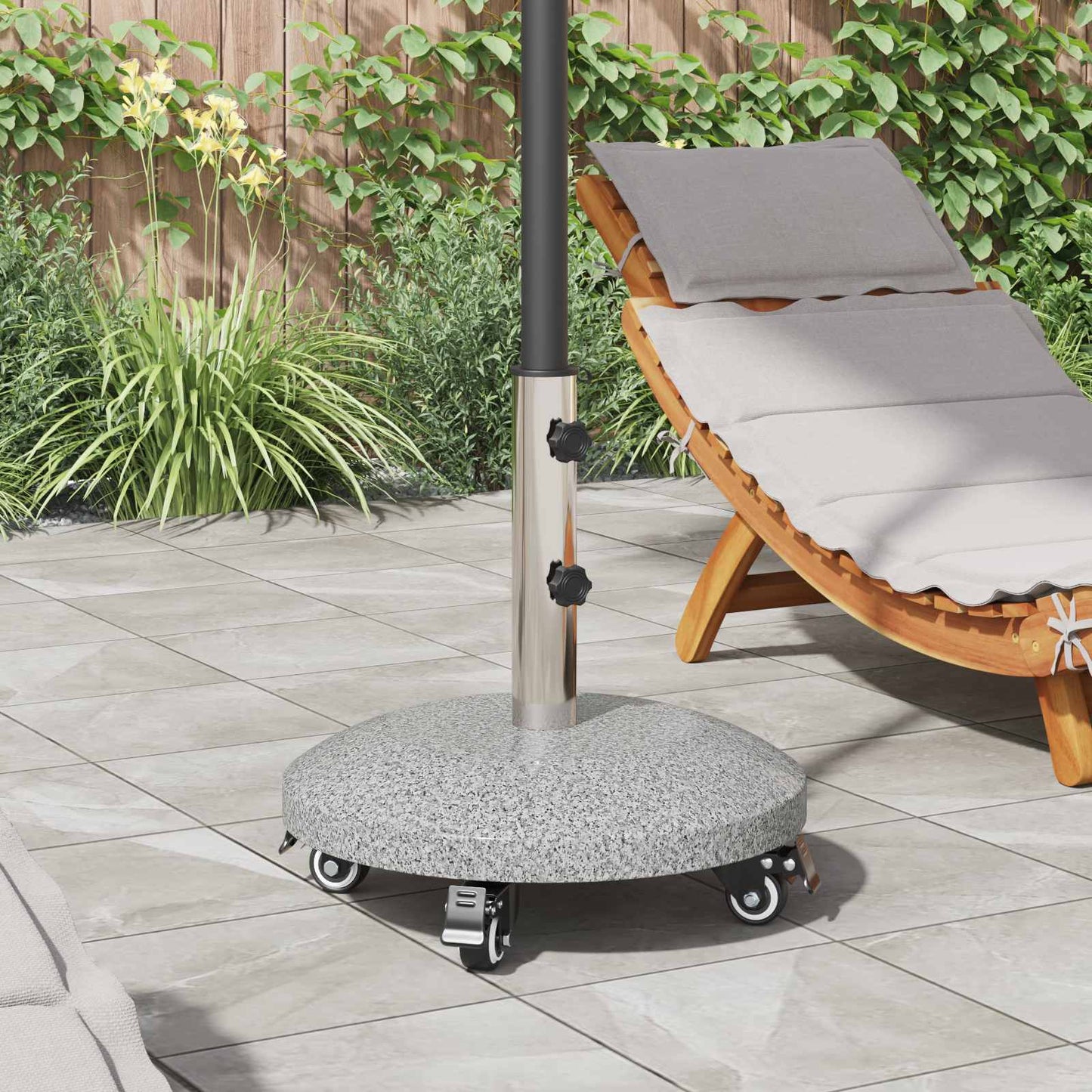Granitt Paraplyfot med hjul for 4-5 cm stang 27.2 kg Grå