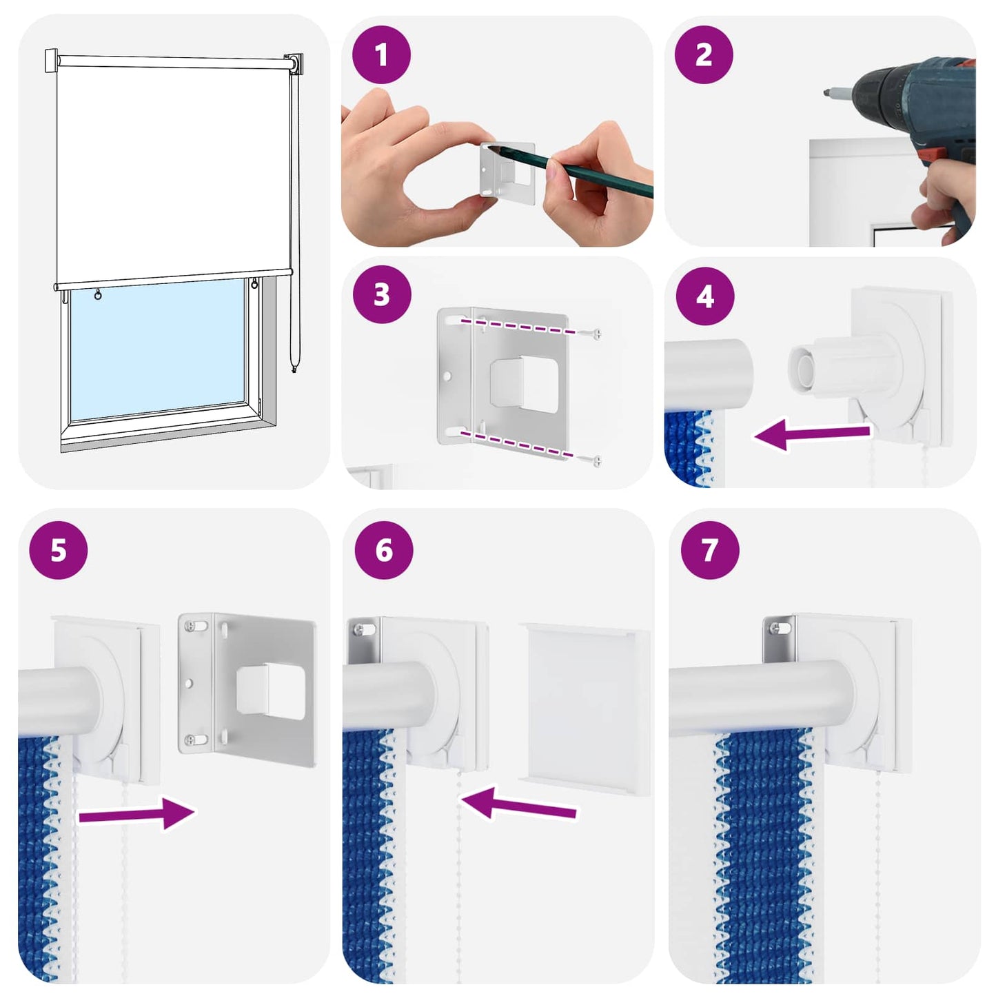 Utendørs Rullegardin 90% UV-blokk Blå og hvit stripe HDPE
