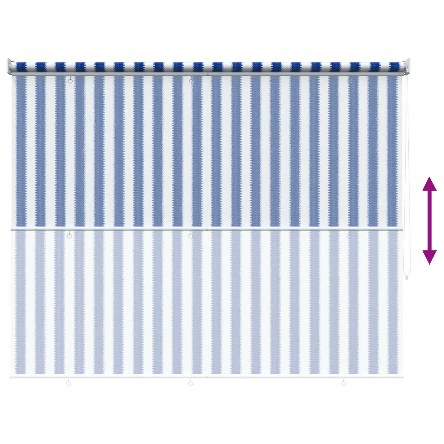 Utendørs Rullegardin 90% UV-blokk Blå og hvit stripe HDPE