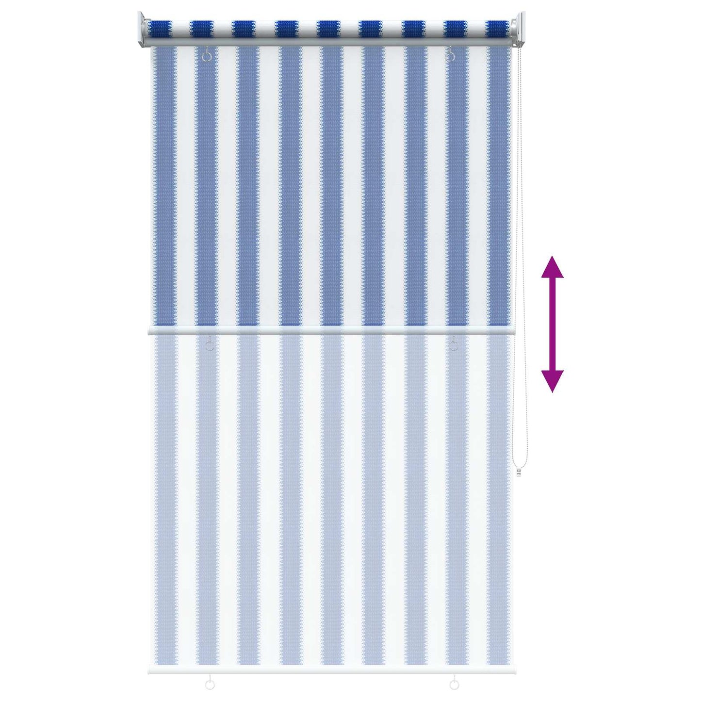 Utendørs Rullegardin 90% UV-blokk Blå og hvit stripe HDPE