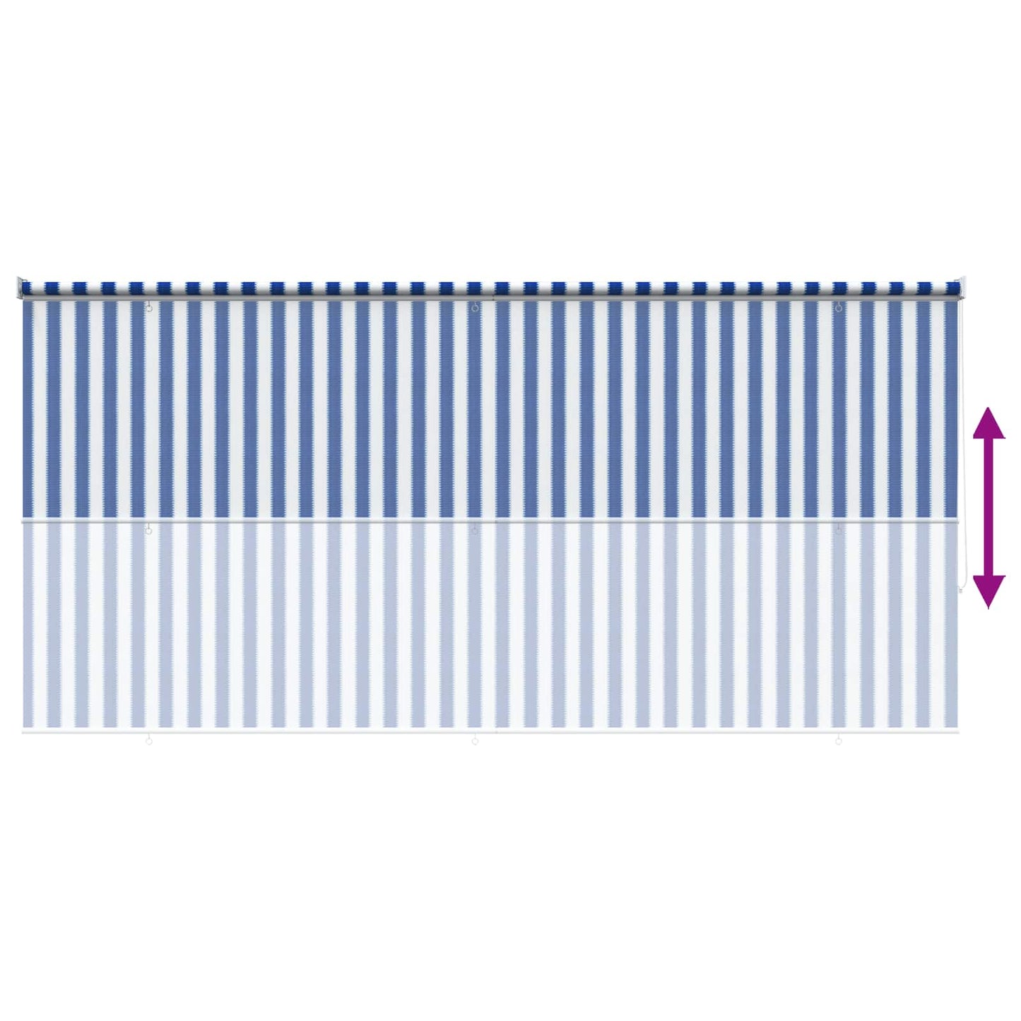 Utendørs Rullegardin 90% UV-blokk Blå og hvit stripe HDPE