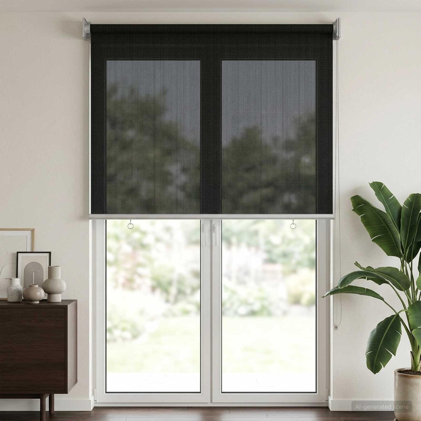 Utendørs Rullegardin 90% UV-blokk Svart 80 x 230 cm HDPE