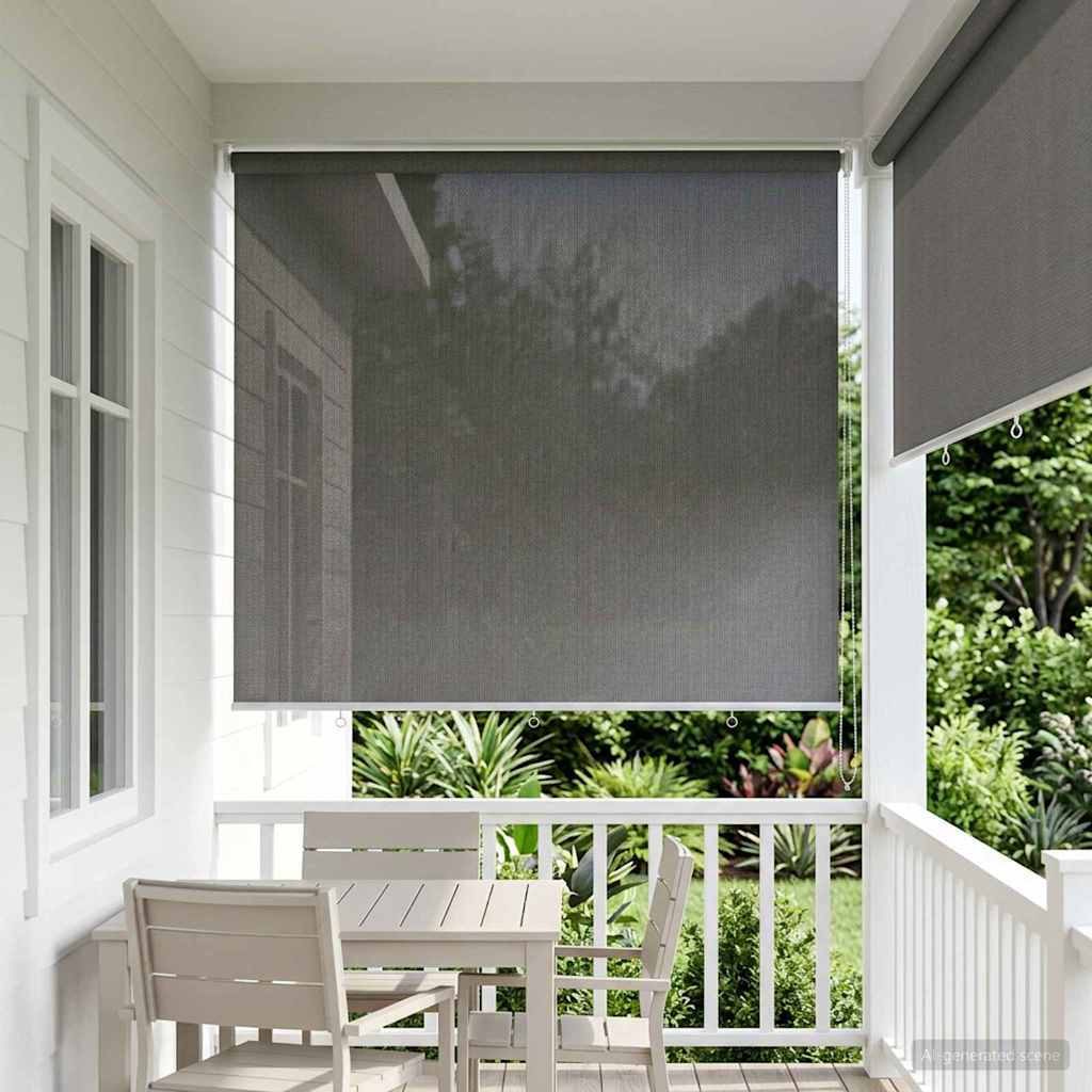 Utendørs Rullegardin 90% UV-blokk Lysegrå 220 x 140 cm HDPE