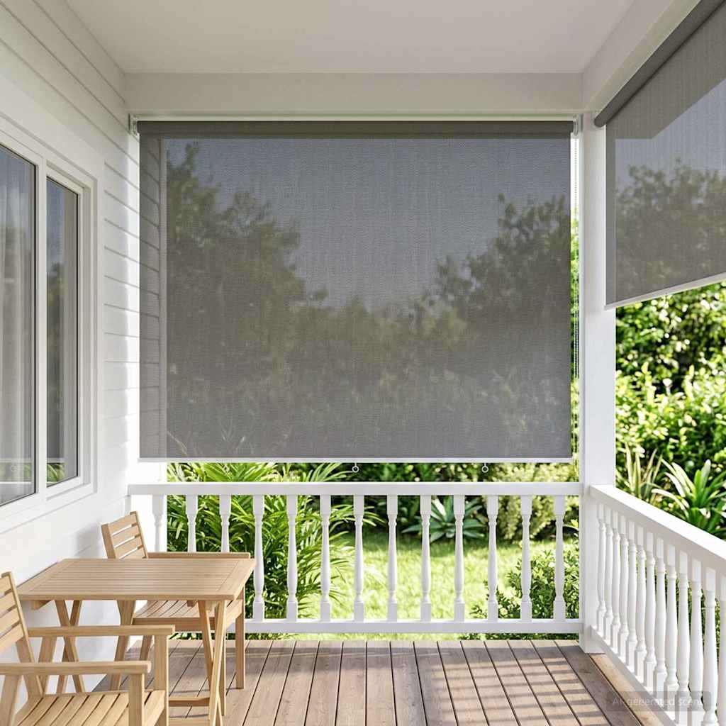Utendørs Rullegardin 90% UV-blokk Lysegrå 300 x 230 cm HDPE