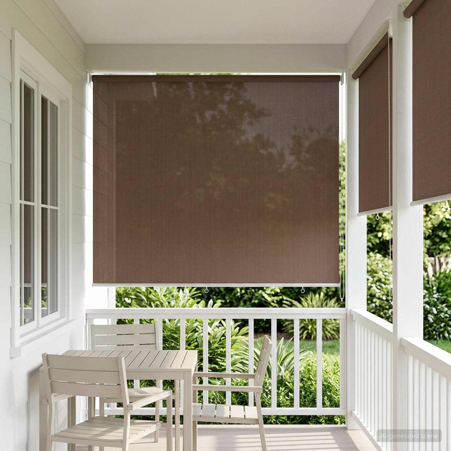 Utendørs Rullegardin 90% UV-blokk Gråbrun 220 x 140 cm HDPE