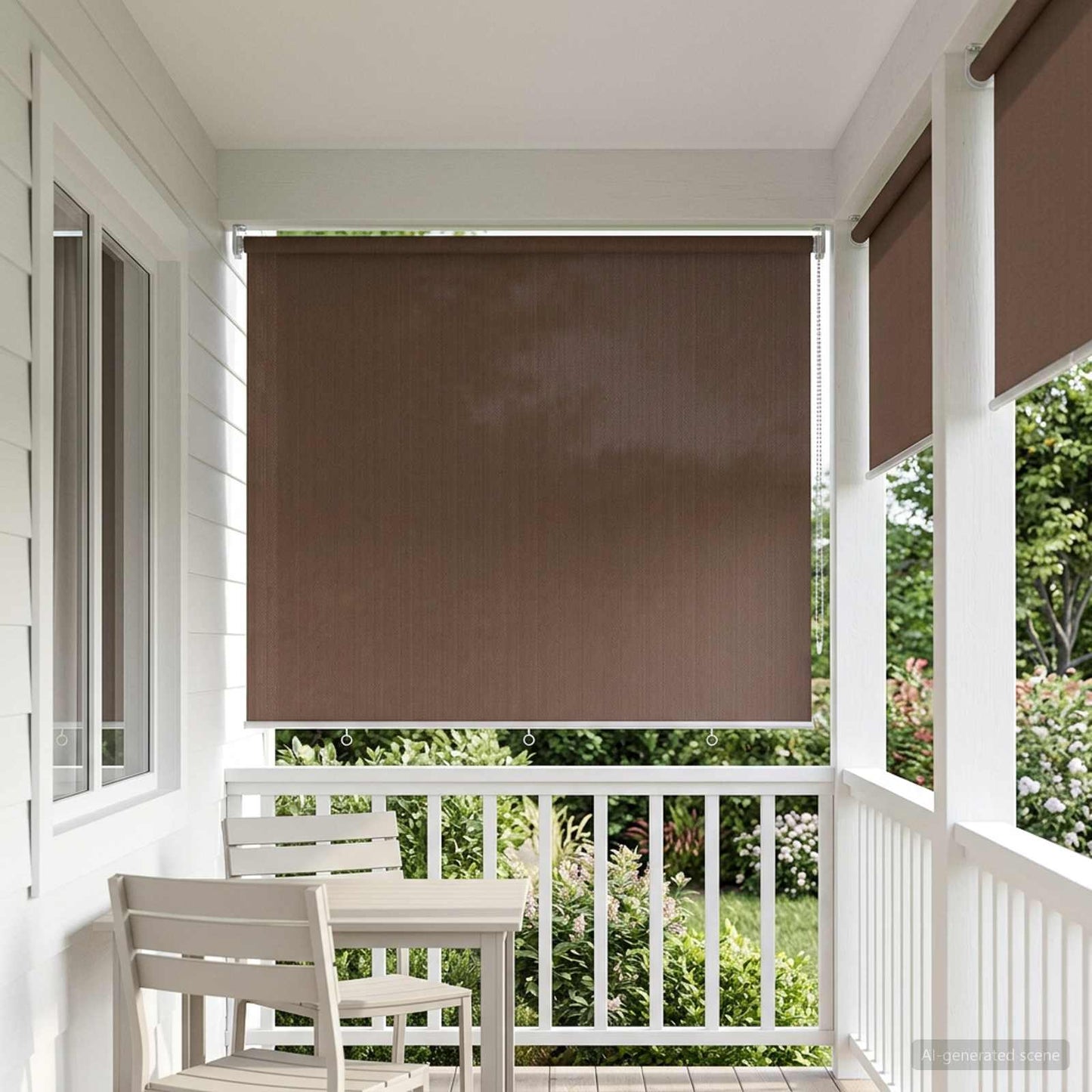 Utendørs Rullegardin 90% UV-blokk Gråbrun 240 x 140 cm HDPE
