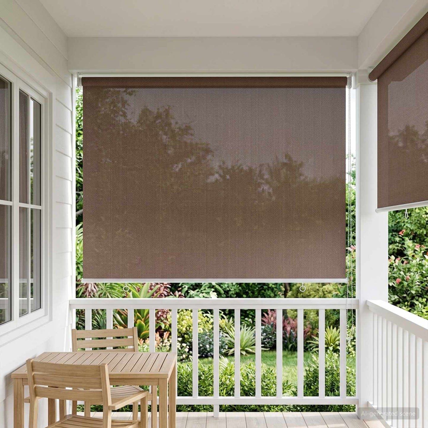 Utendørs Rullegardin 90% UV-blokk Gråbrun 60 x 230 cm HDPE