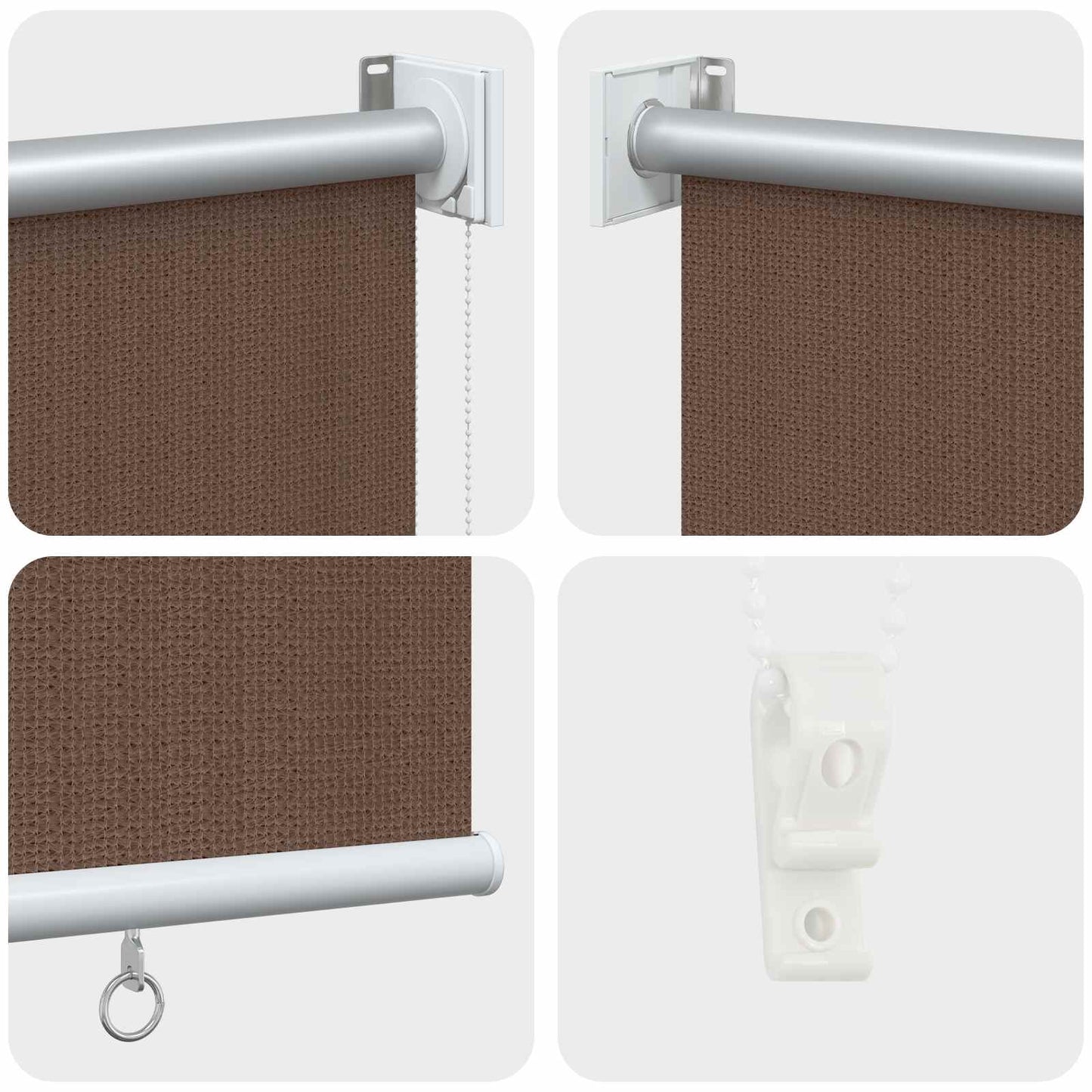 Utendørs Rullegardin 90% UV-blokk Gråbrun 140 x 230 cm HDPE
