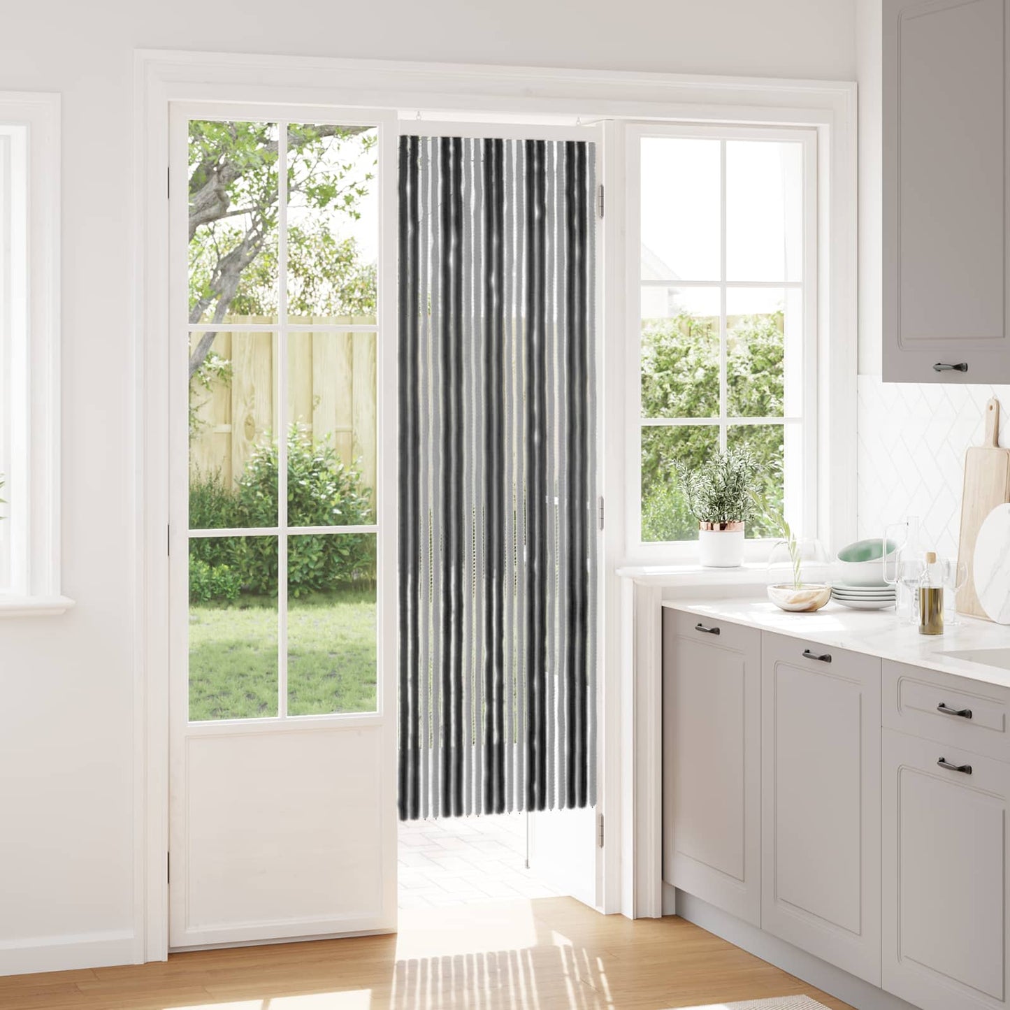 Insektgardin Chenille Grå og svart 56 x 185 cm 100% PP
