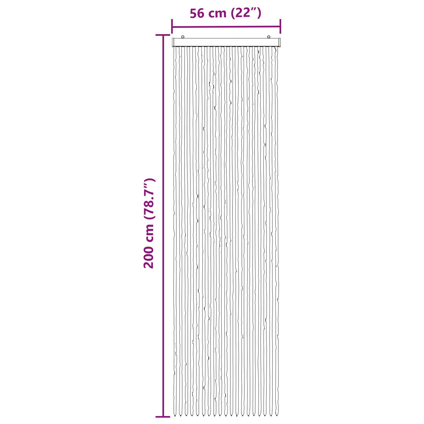 Insektgardin Chenille Grå og svart 56 x 200 cm 100% PP