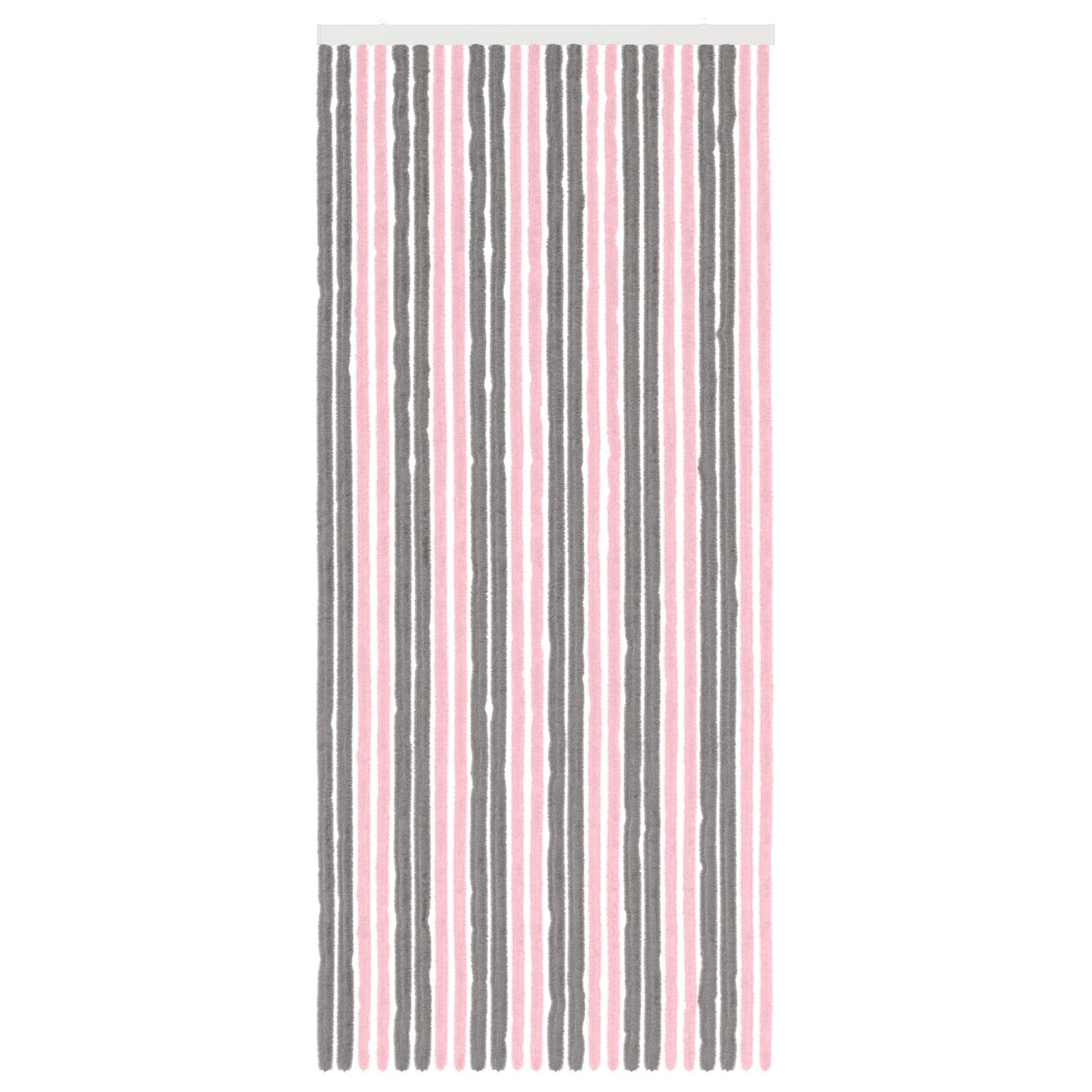 Insektgardin Chenille Sølvgrå og rosa 100 x 230 cm 100% PP