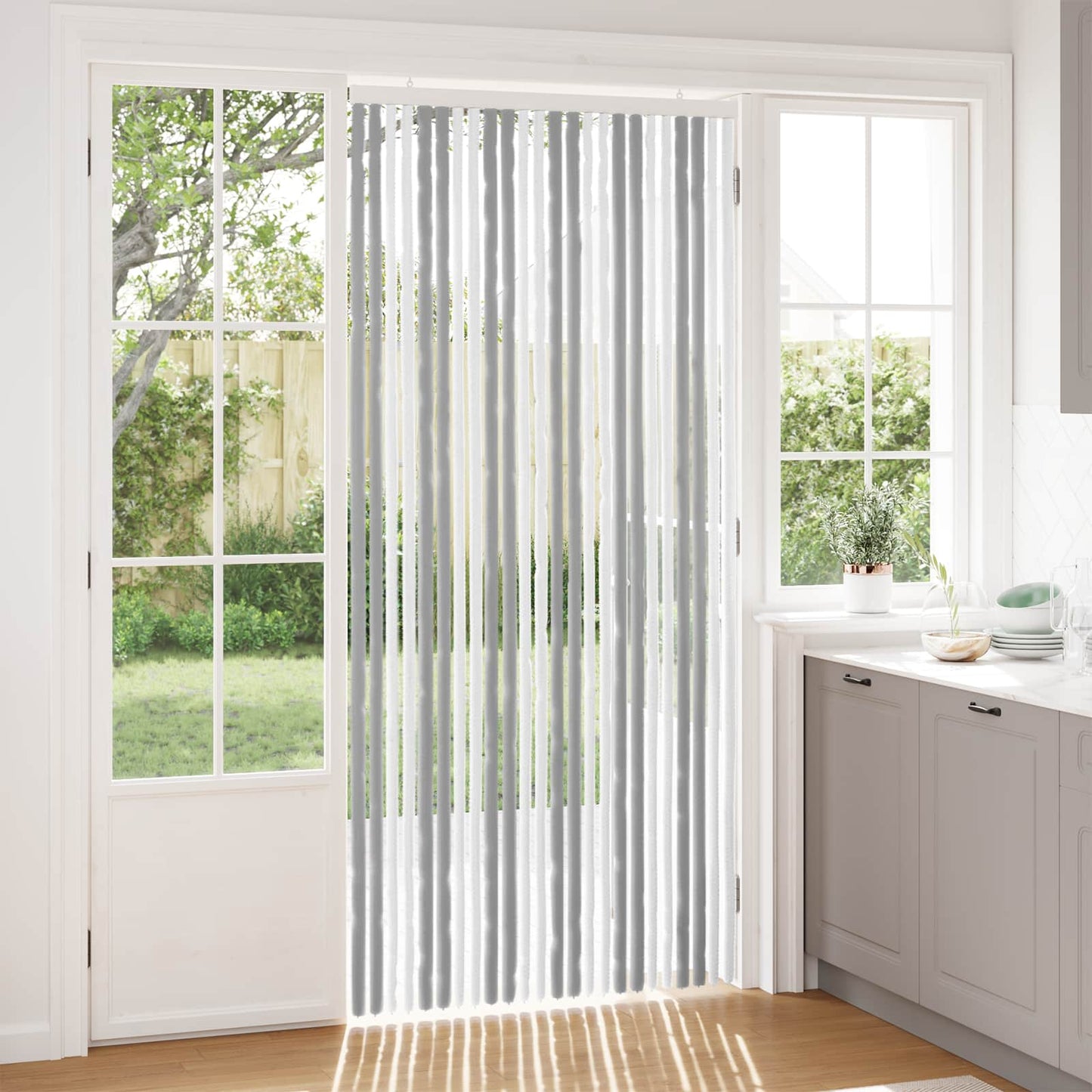 Insektgardin Chenille Grå og hvit 100 x 220 cm 100% PP