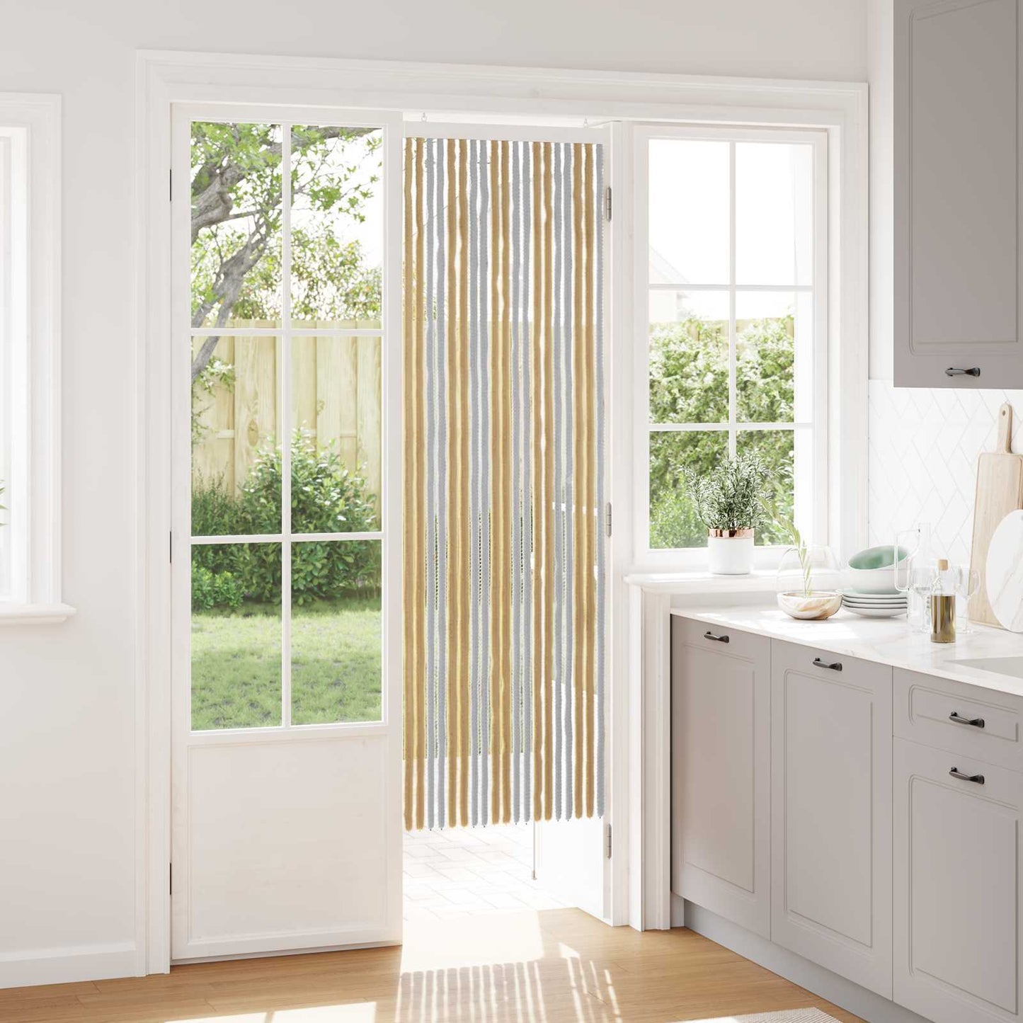 Insektgardin Chenille Grå og Beige 56 x 185 cm 100% PP