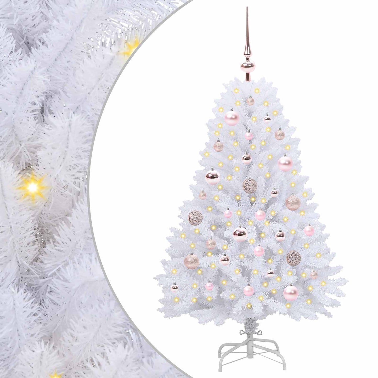 Kunstig sammensatt juletre med 150 LED Hvit 120 cm PVC og Stål