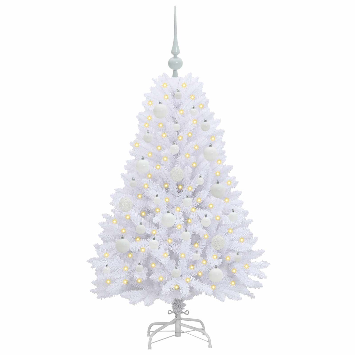 Kunstig sammensatt juletre med 150 LED Hvit 120 cm PVC og Stål