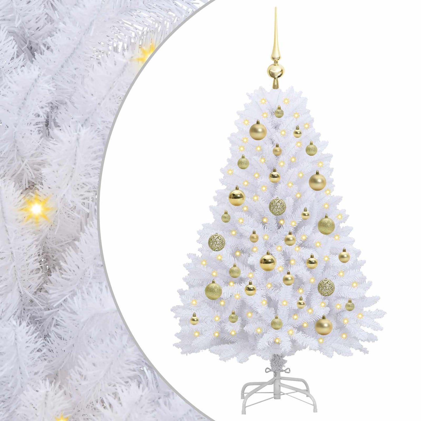Kunstig sammensatt juletre med 150 LED Hvit 120 cm PVC og Stål