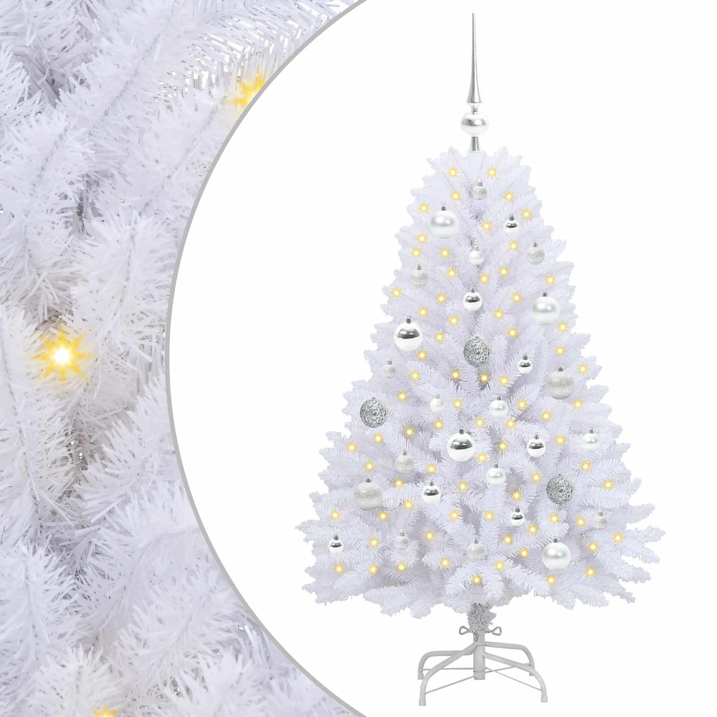 Kunstig sammensatt juletre med 150 LED Hvit 120 cm PVC og Stål