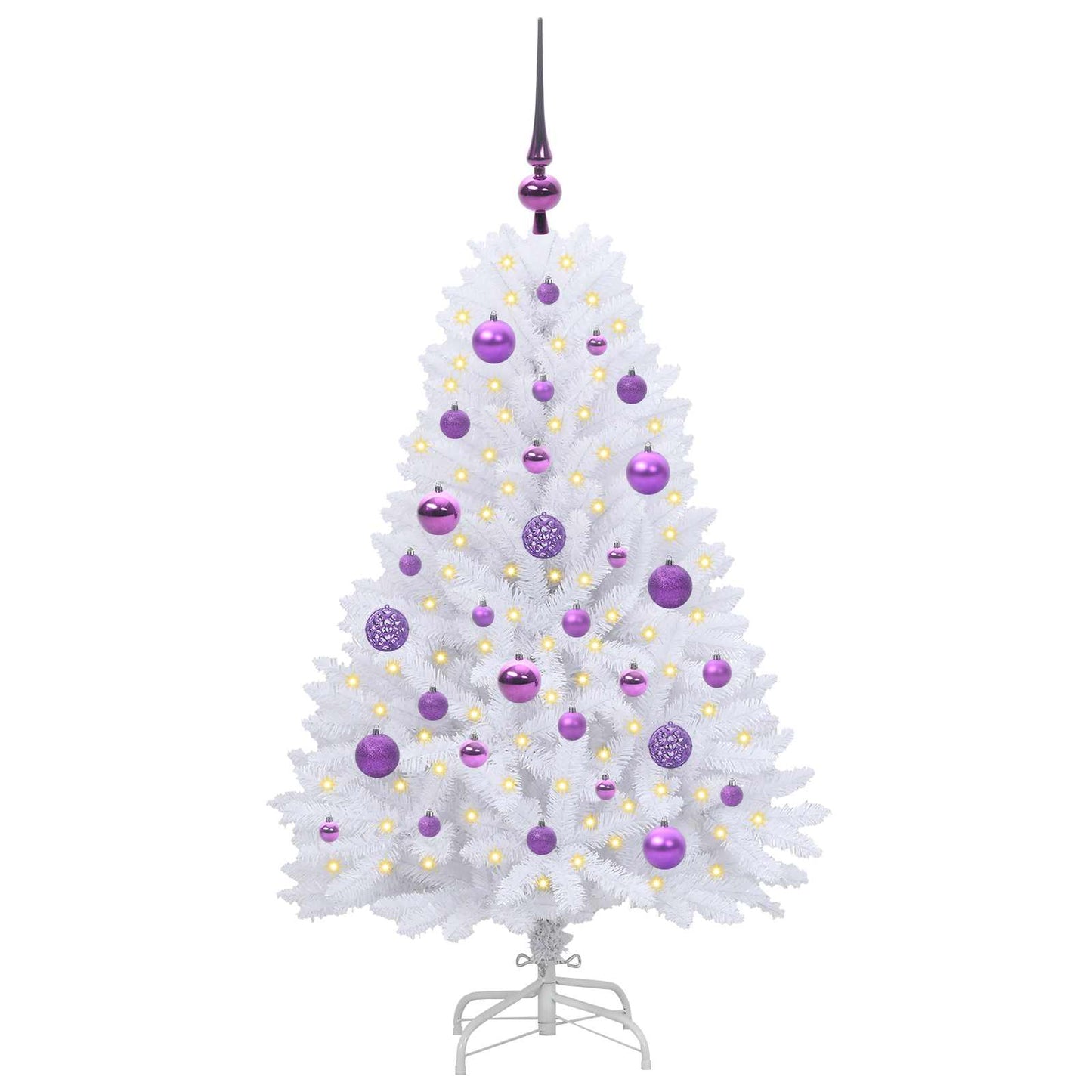 Kunstig sammensatt juletre med 150 LED Hvit 120 cm PVC og Stål