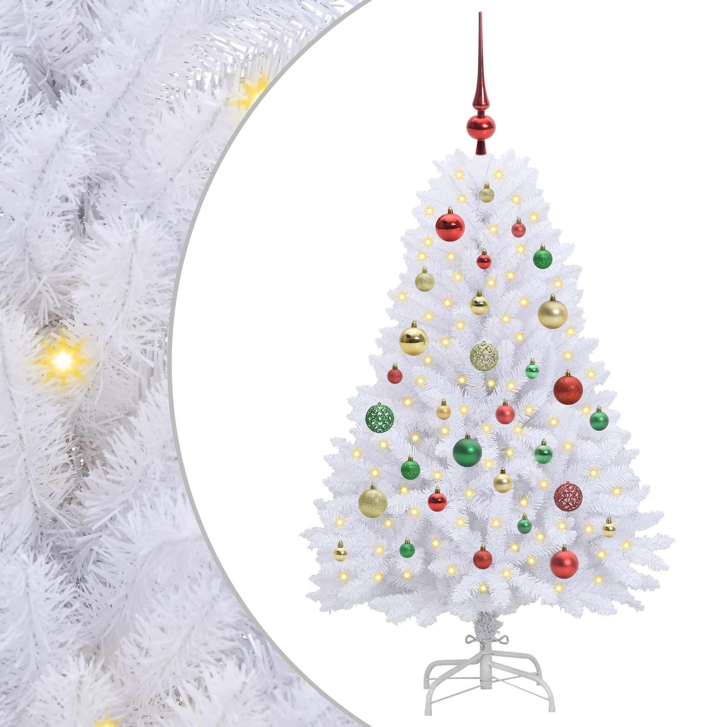 Kunstig sammensatt juletre med 150 LED Hvit 120 cm PVC og Stål