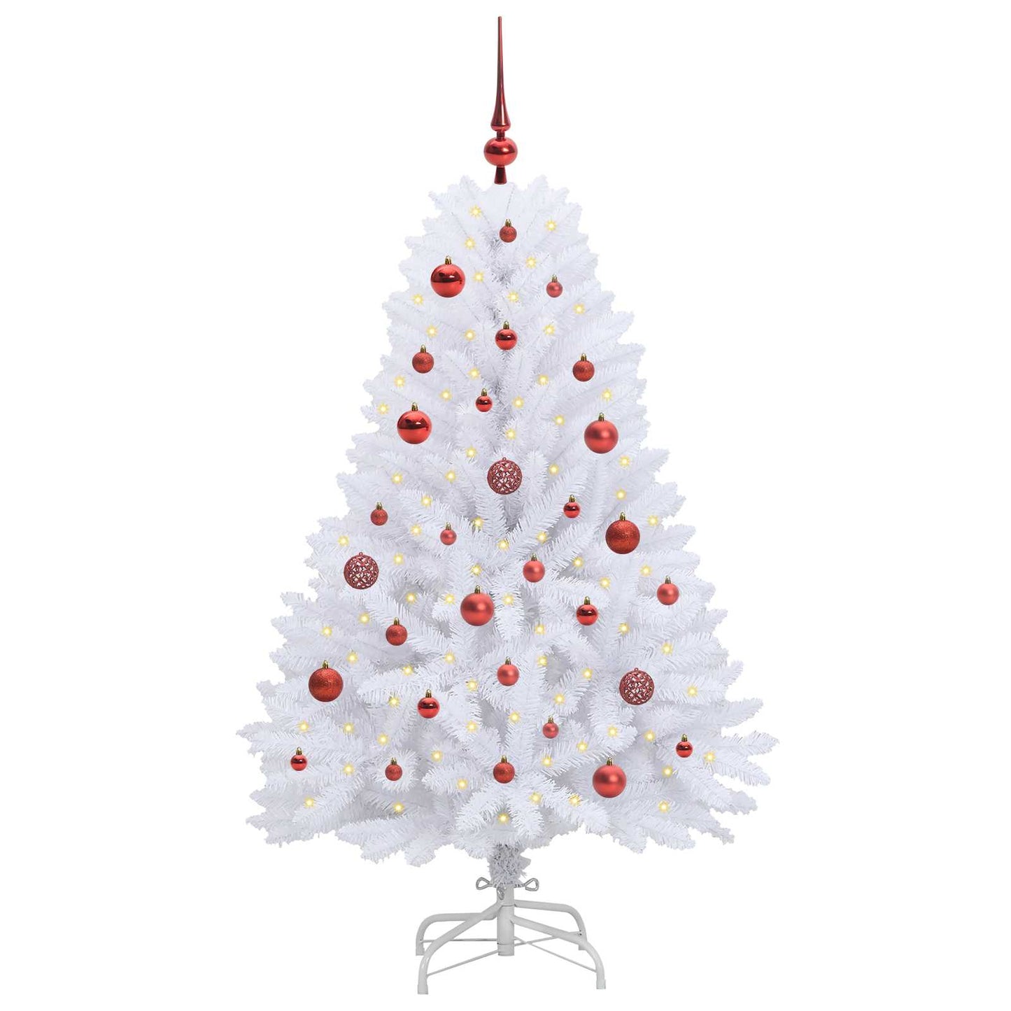 Kunstig sammensatt juletre med 150 LED Hvit 150 cm PVC og Stål