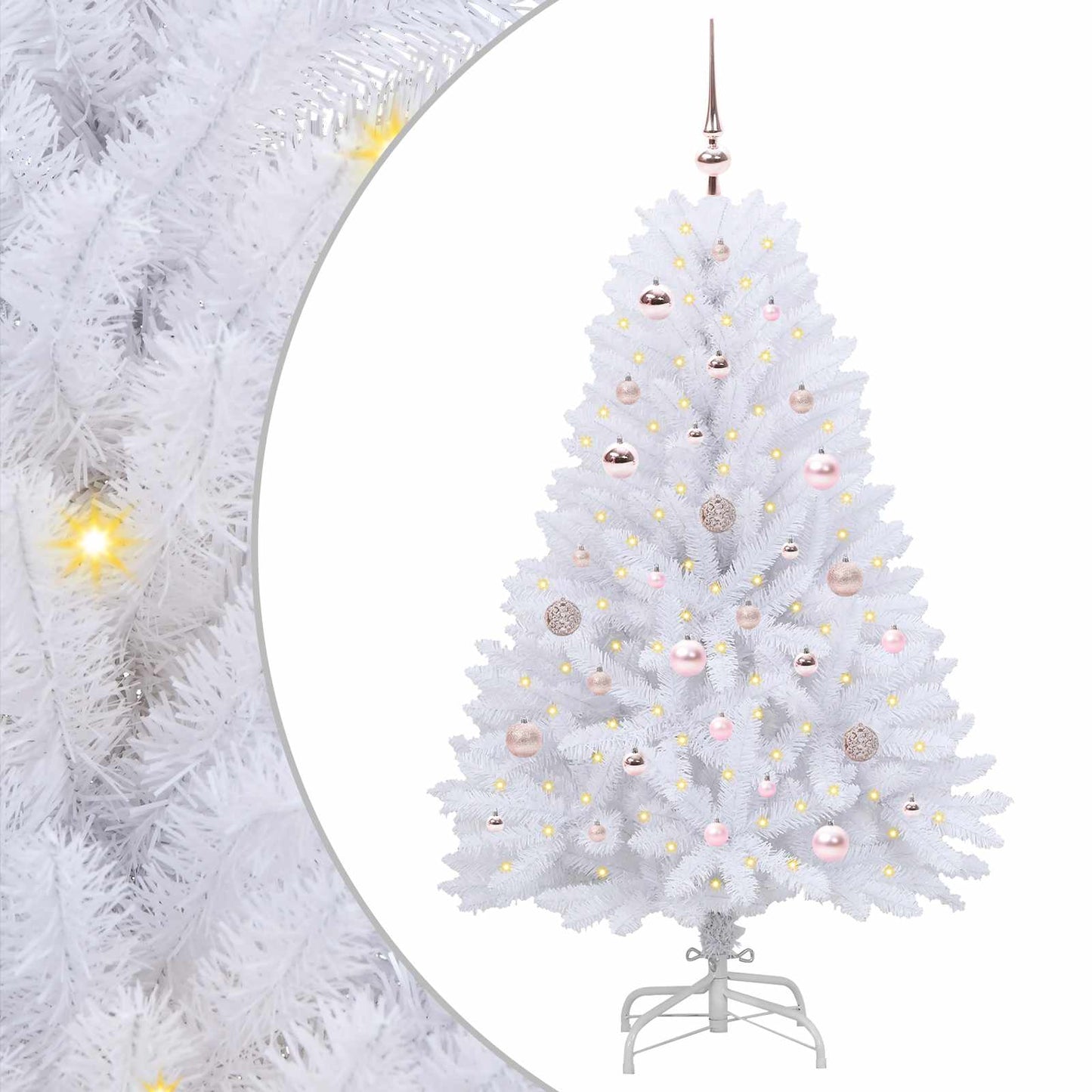 Kunstig sammensatt juletre med 150 LED Hvit 150 cm PVC og Stål