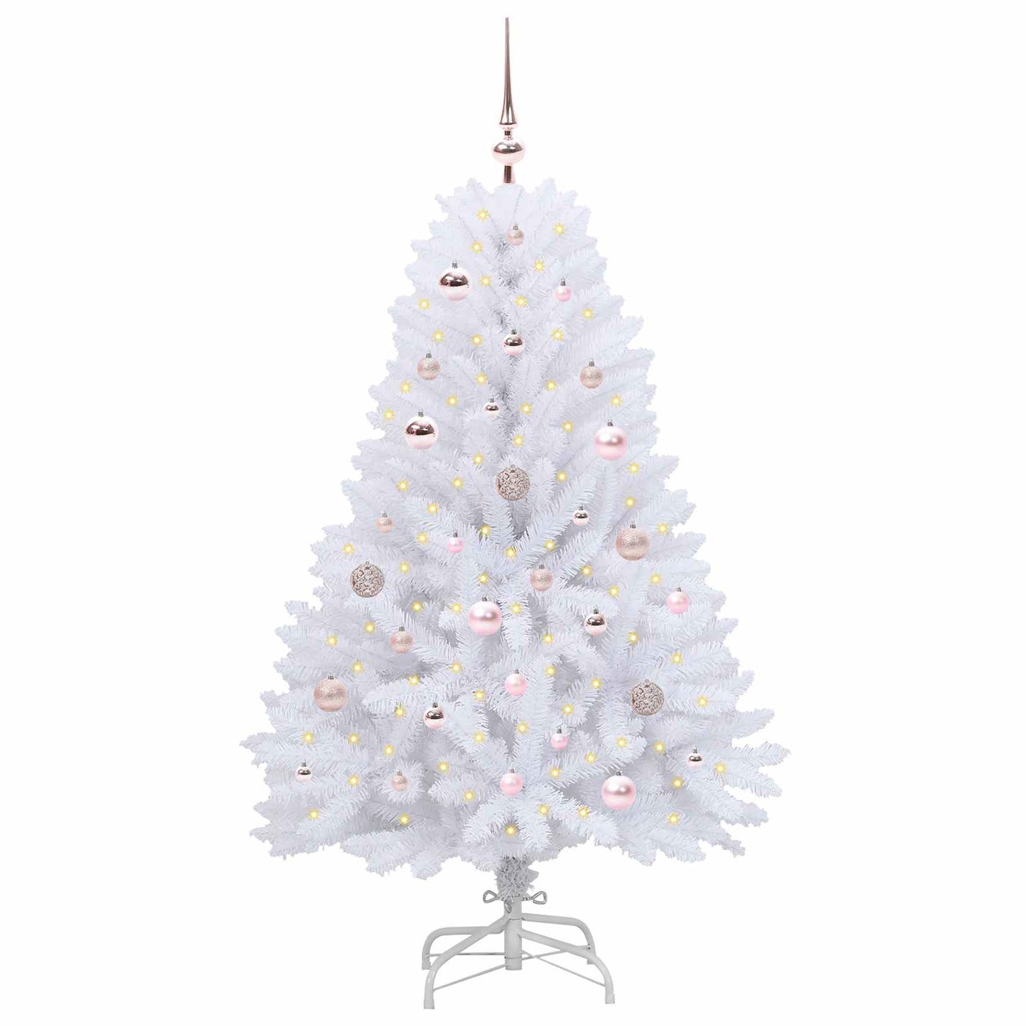 Kunstig sammensatt juletre med 150 LED Hvit 150 cm PVC og Stål