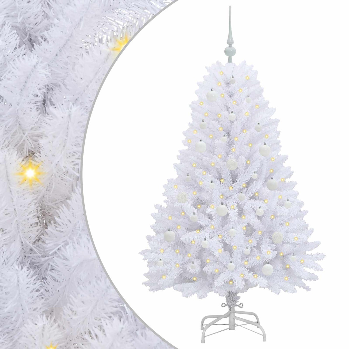 Kunstig sammensatt juletre med 150 LED Hvit 150 cm PVC og Stål