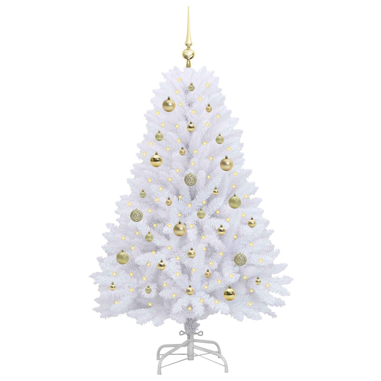 Kunstig sammensatt juletre med 150 LED Hvit 150 cm PVC og Stål