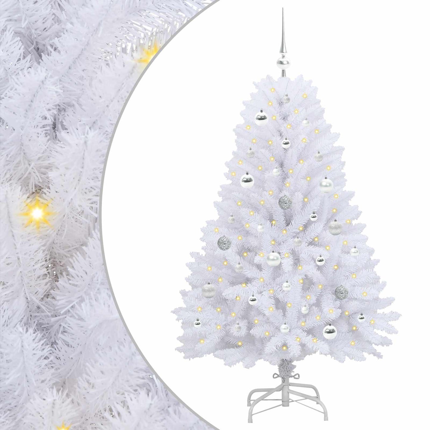 Kunstig sammensatt juletre med 150 LED Hvit 150 cm PVC og Stål