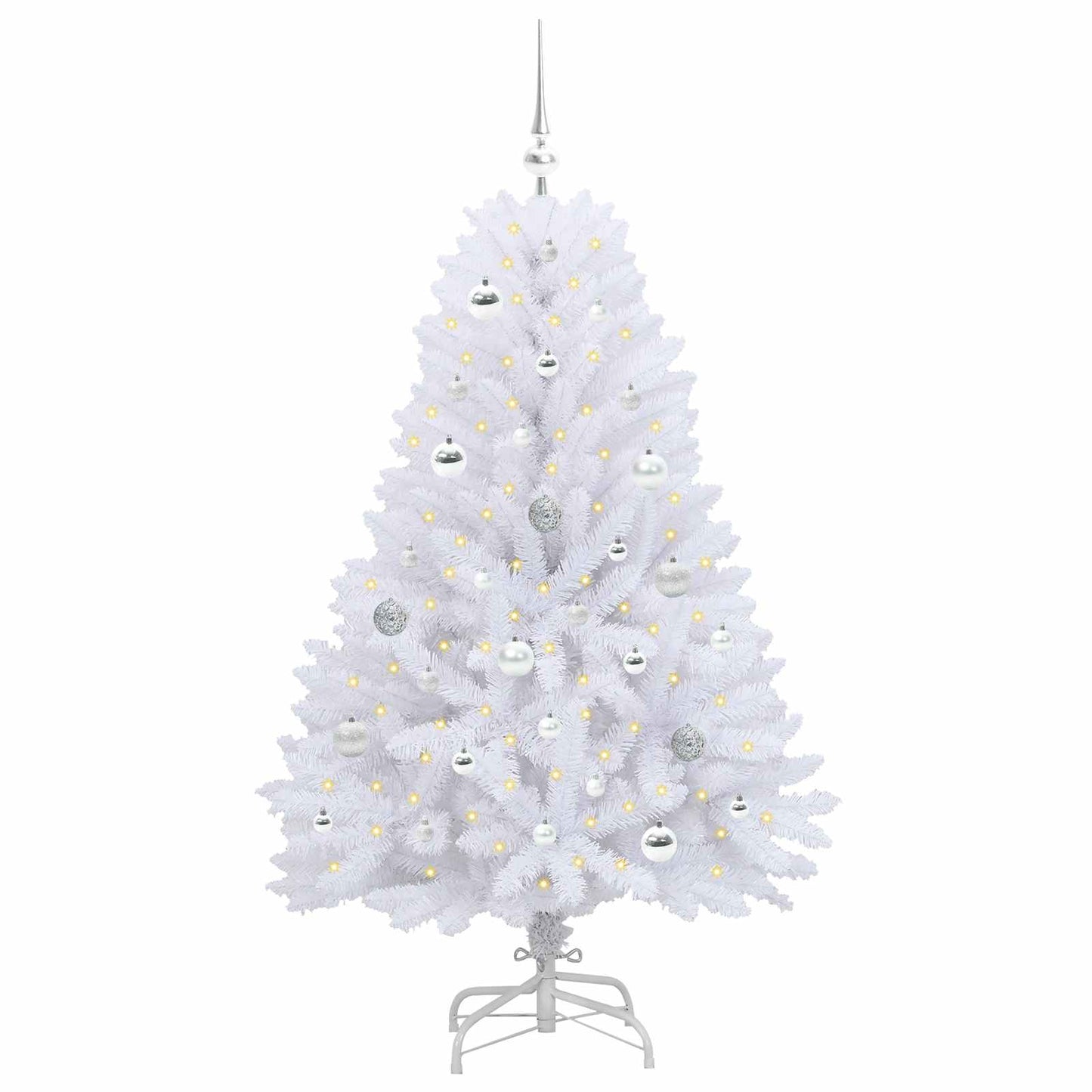 Kunstig sammensatt juletre med 150 LED Hvit 150 cm PVC og Stål