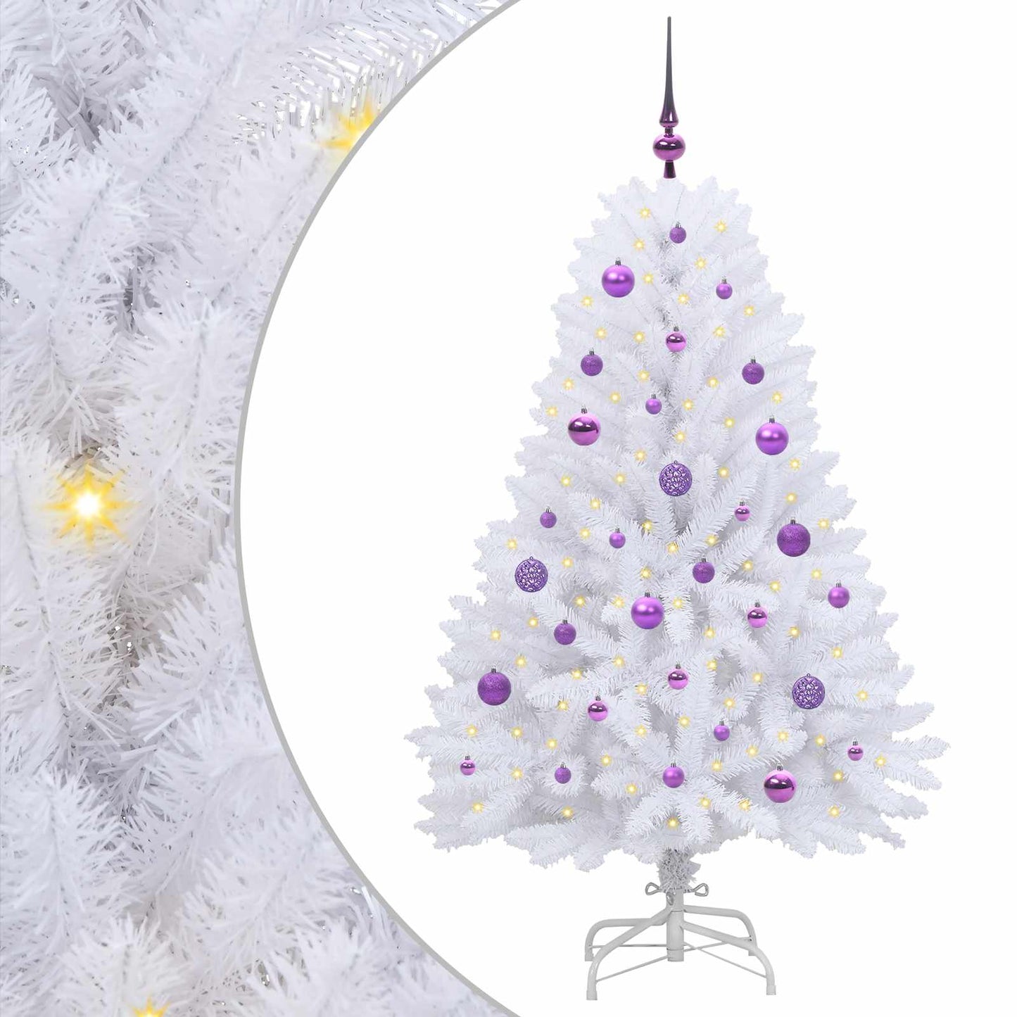 Kunstig sammensatt juletre med 150 LED Hvit 150 cm PVC og Stål