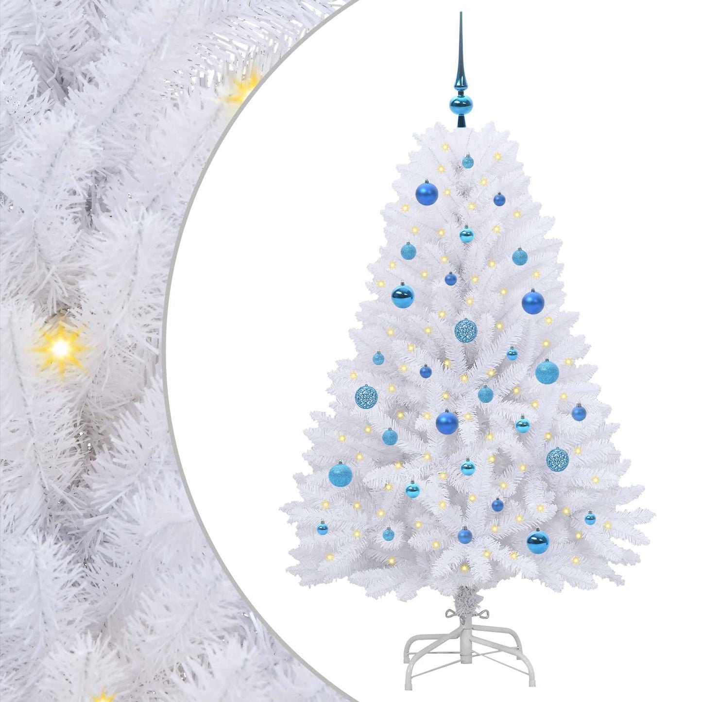 Kunstig sammensatt juletre med 150 LED Hvit 150 cm PVC og Stål