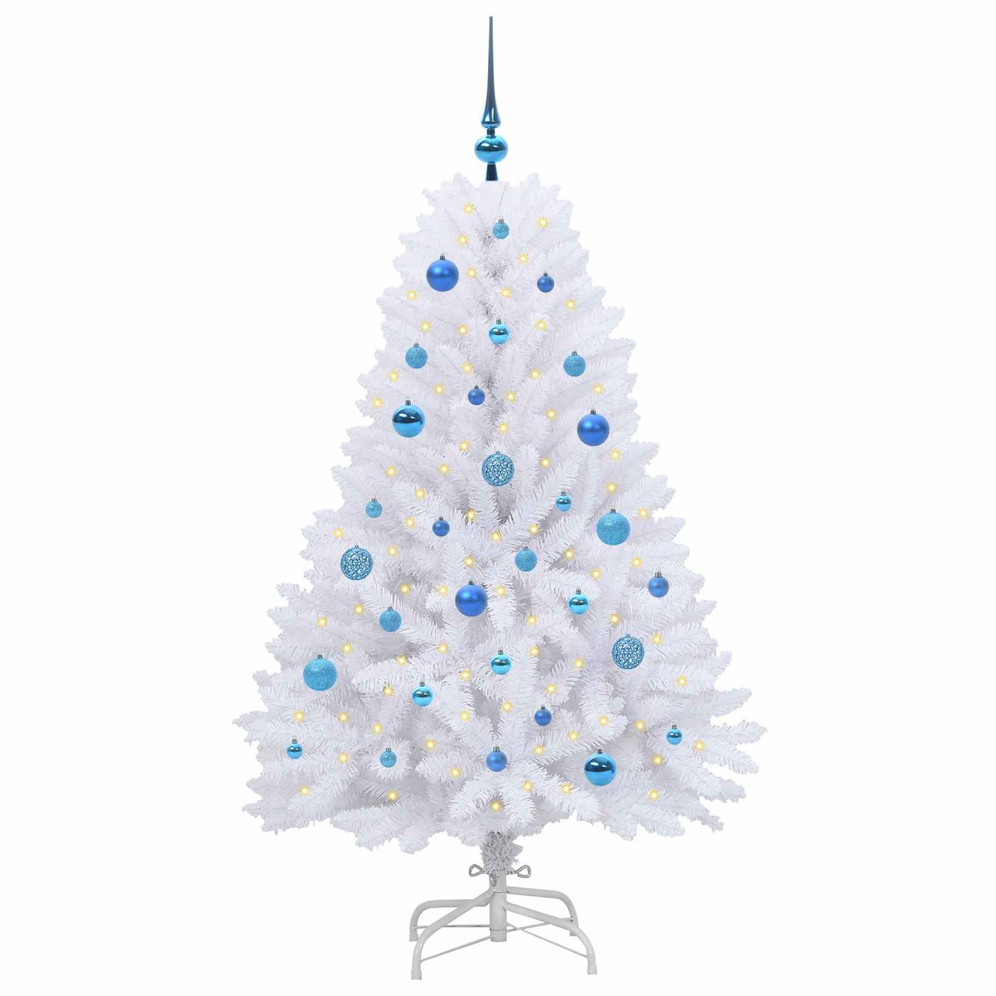 Kunstig sammensatt juletre med 150 LED Hvit 150 cm PVC og Stål