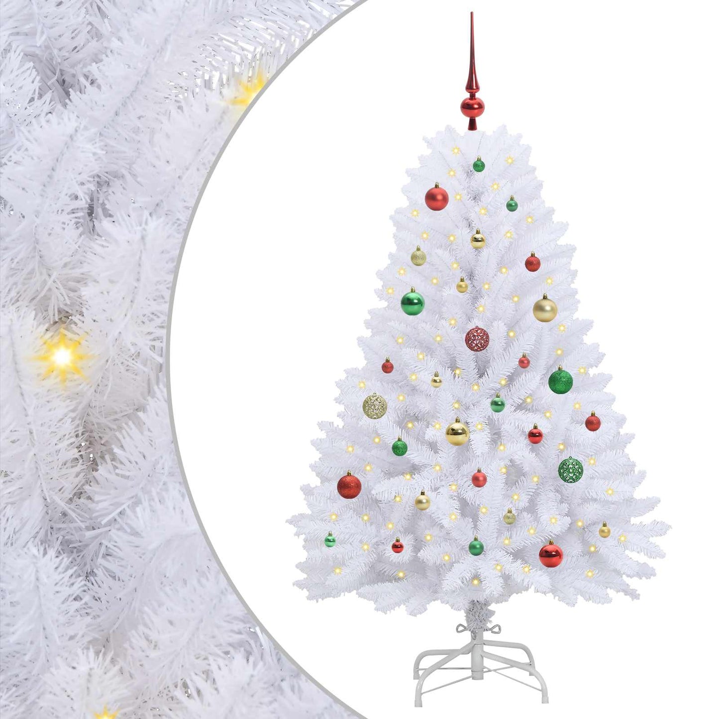 Kunstig sammensatt juletre med 150 LED Hvit 150 cm PVC og Stål