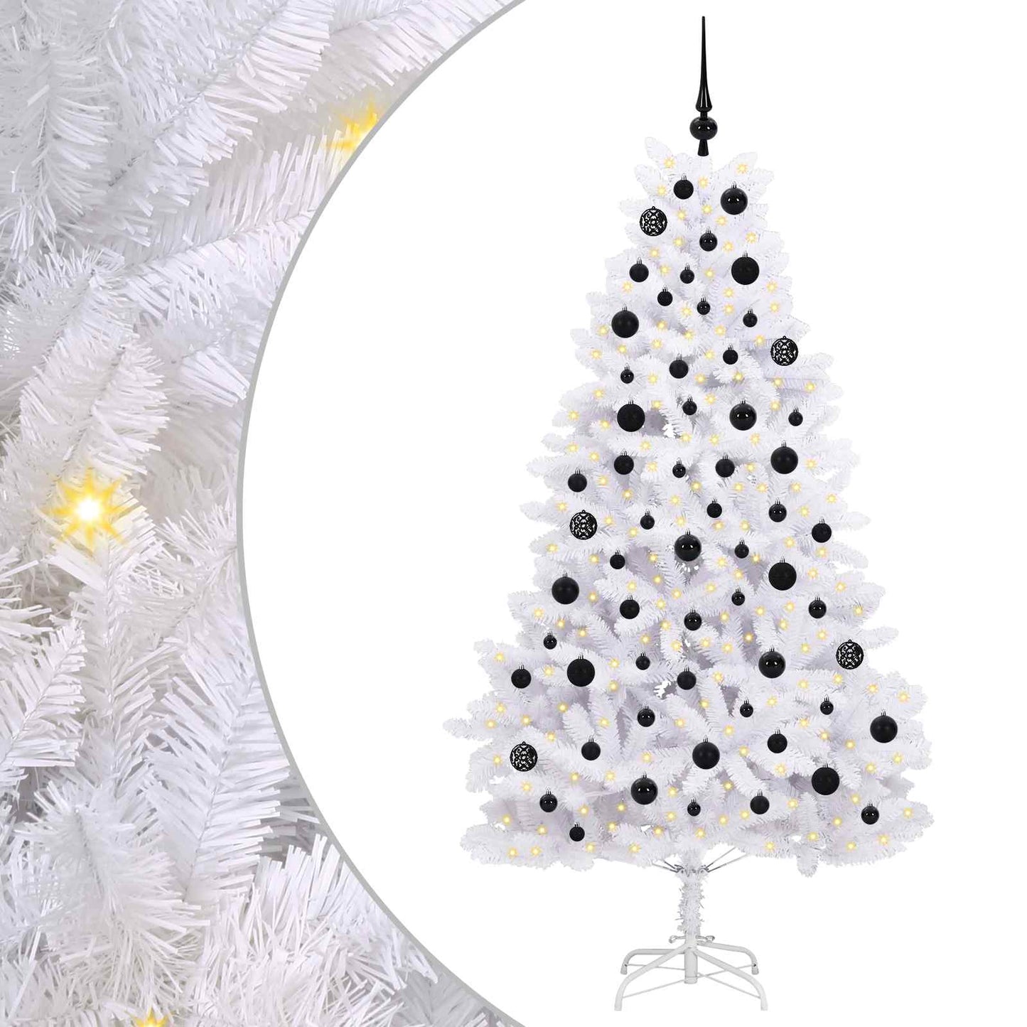 Kunstig sammensatt juletre med 300 LED Hvit 180 cm PVC og stål