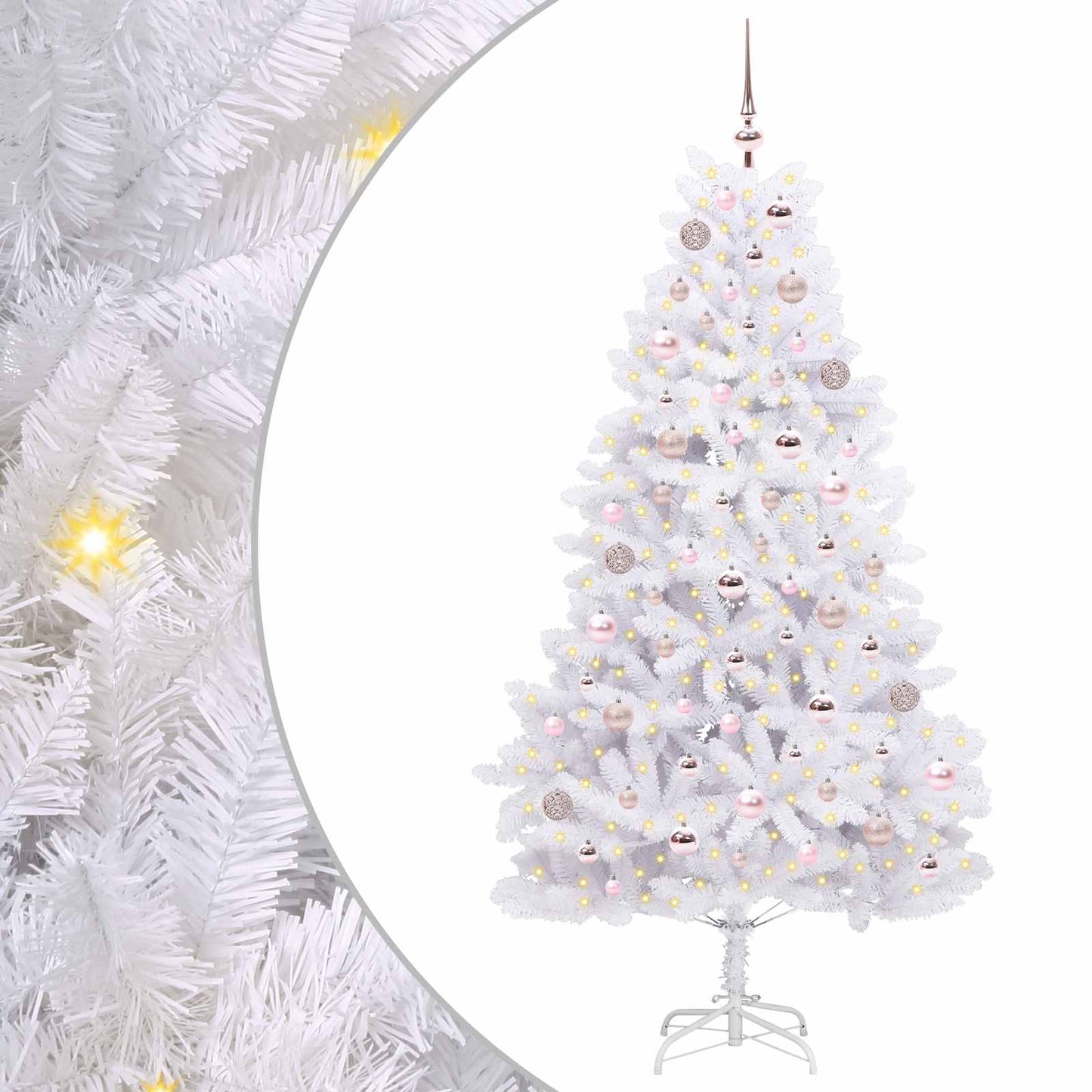 Kunstig sammensatt juletre med 300 LED Hvit 180 cm PVC og stål