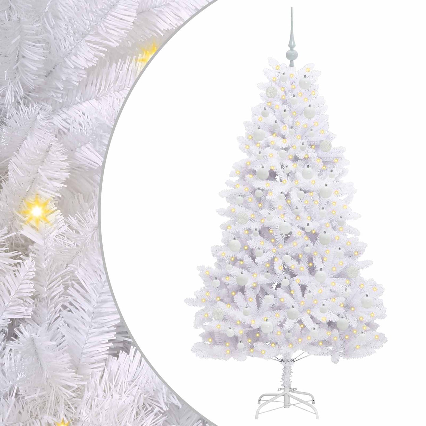 Kunstig sammensatt juletre med 300 LED Hvit 180 cm PVC og stål