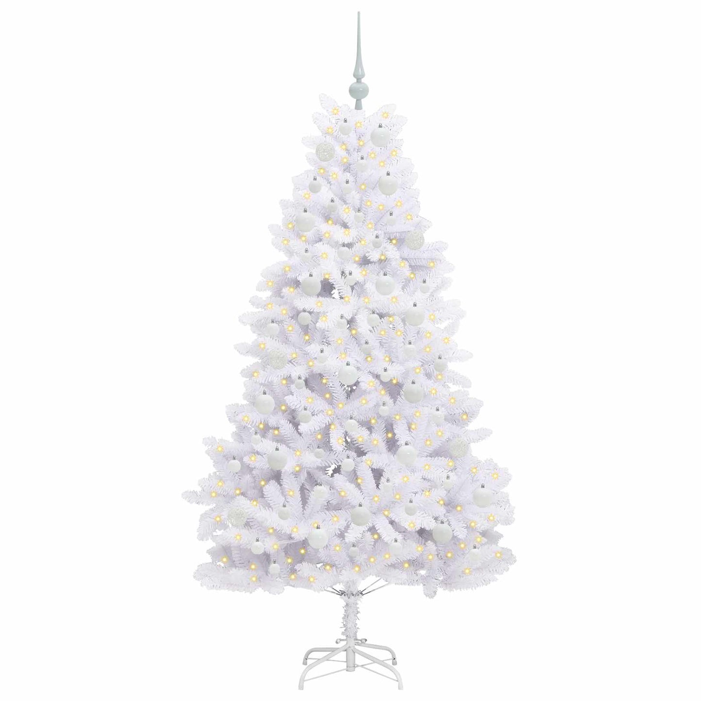 Kunstig sammensatt juletre med 300 LED Hvit 180 cm PVC og stål