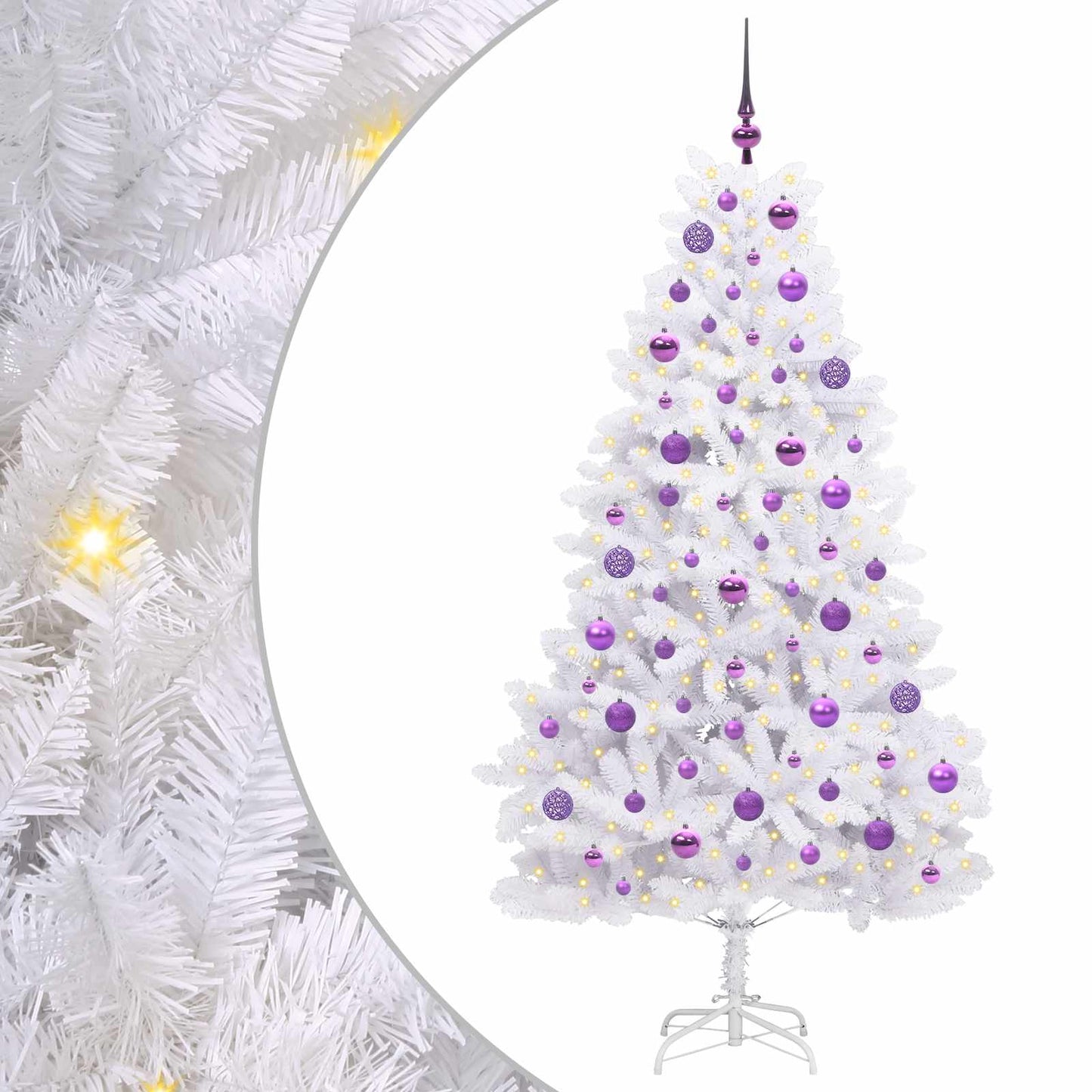 Kunstig sammensatt juletre med 300 LED Hvit 180 cm PVC og stål