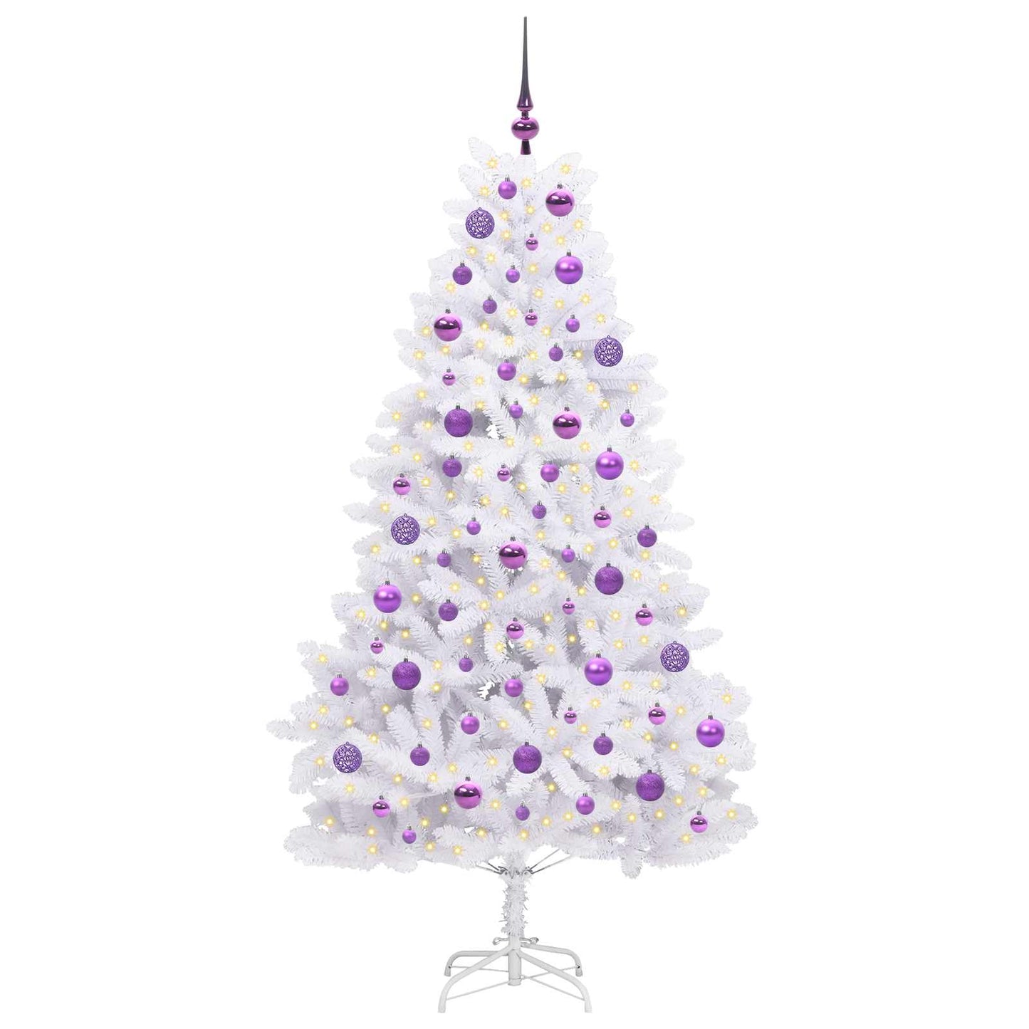 Kunstig sammensatt juletre med 300 LED Hvit 180 cm PVC og stål