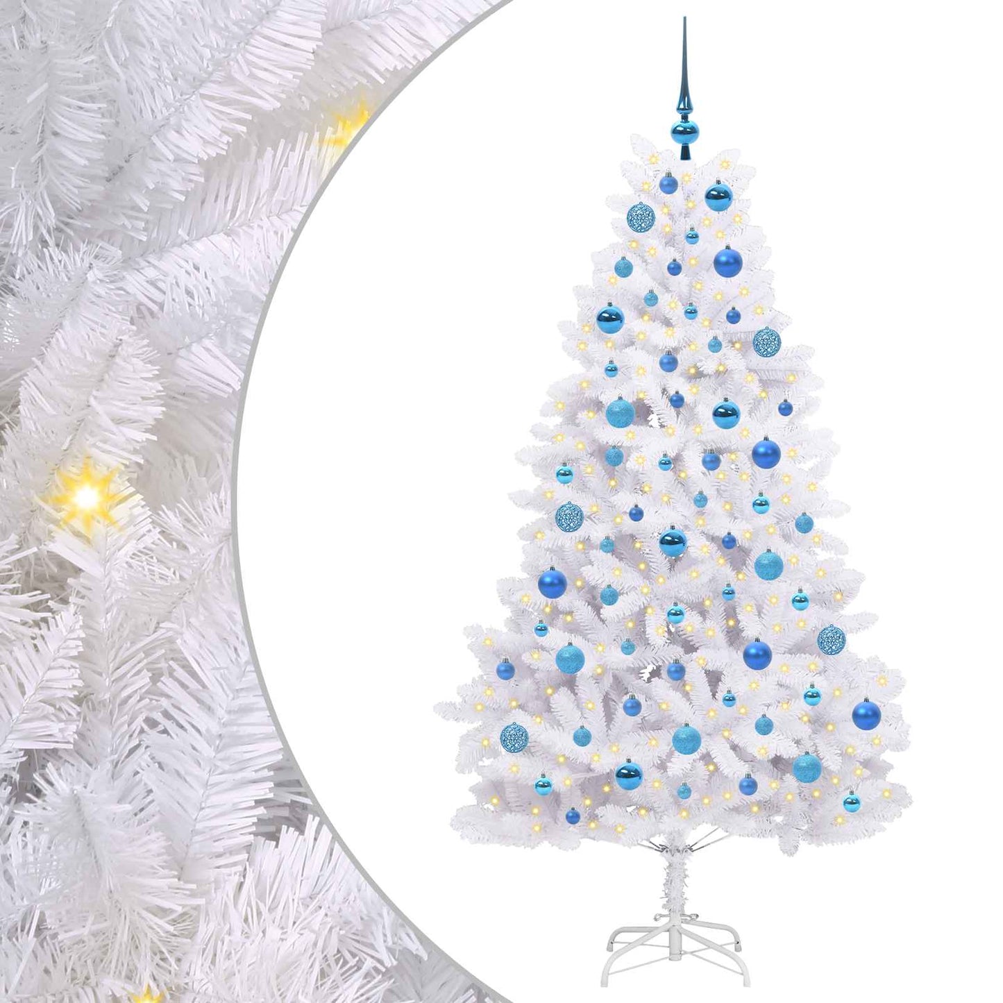 Kunstig sammensatt juletre med 300 LED Hvit 180 cm PVC og stål