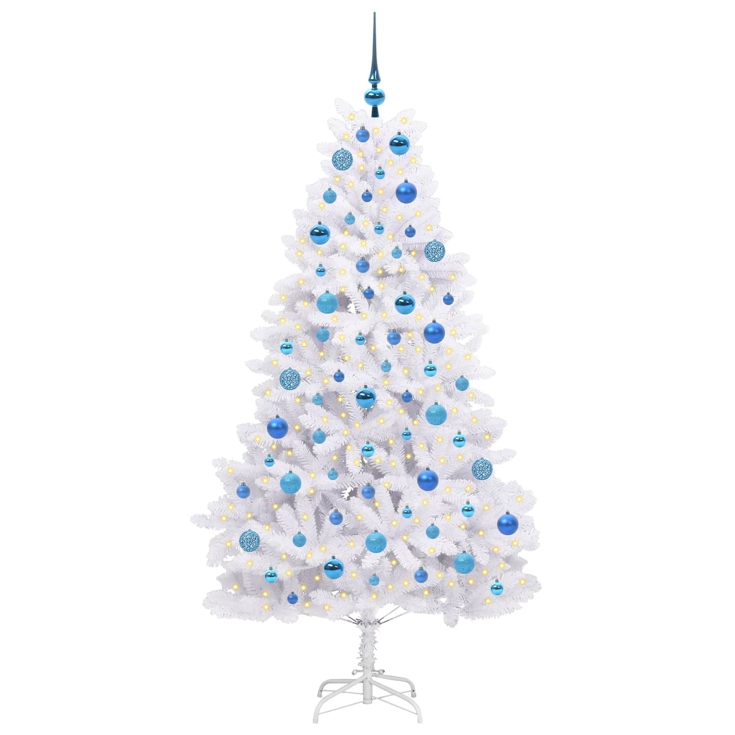 Kunstig sammensatt juletre med 300 LED Hvit 180 cm PVC og stål